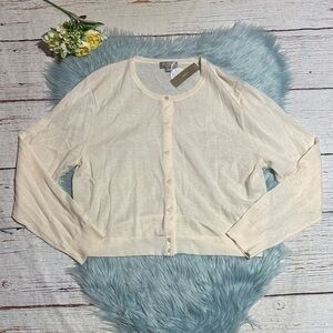 NWT J. Crew Featherweight Cashmere Cardigan Sweater in Snow sz XL